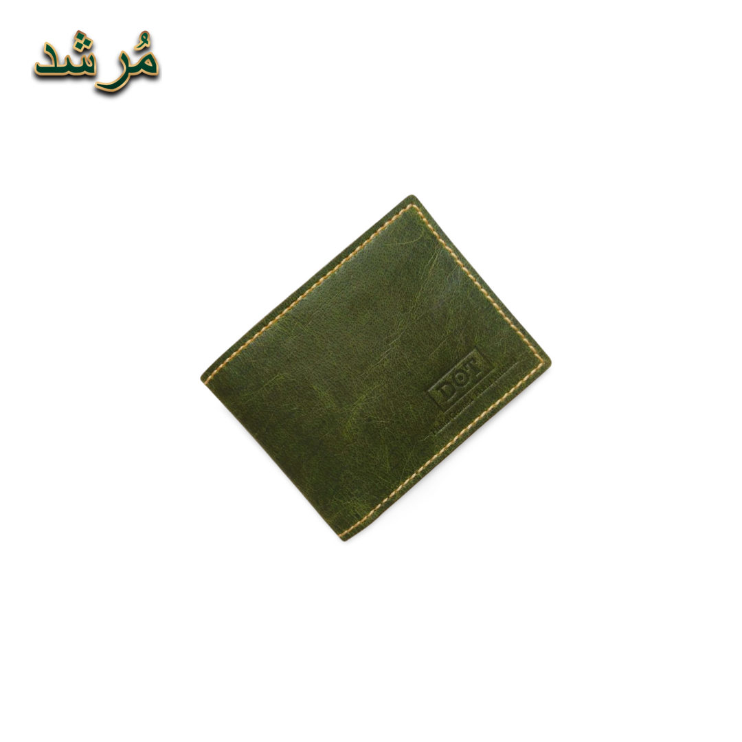 Green Wallet with Yellow Stitching