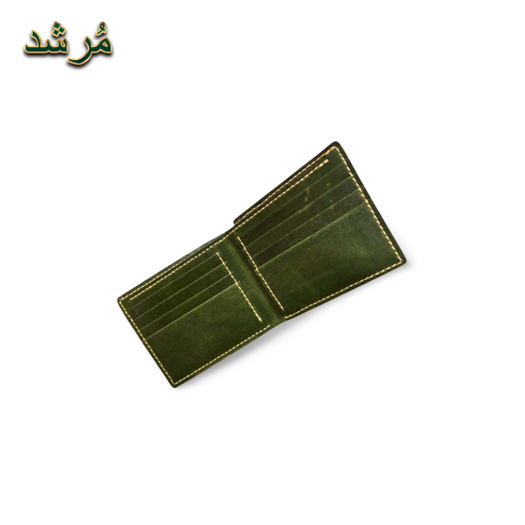 Green Wallet with Yellow Stitching
