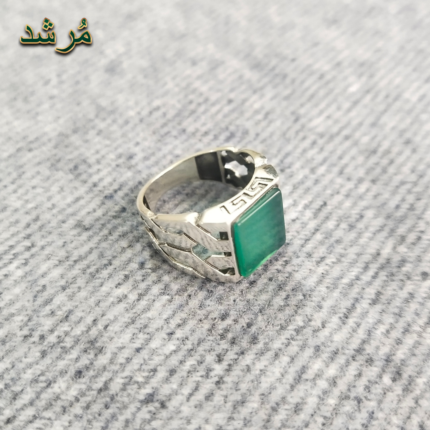 Silver Onyx Shield Male Ring