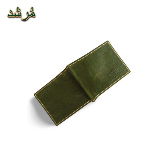 Green Wallet with Yellow Stitching